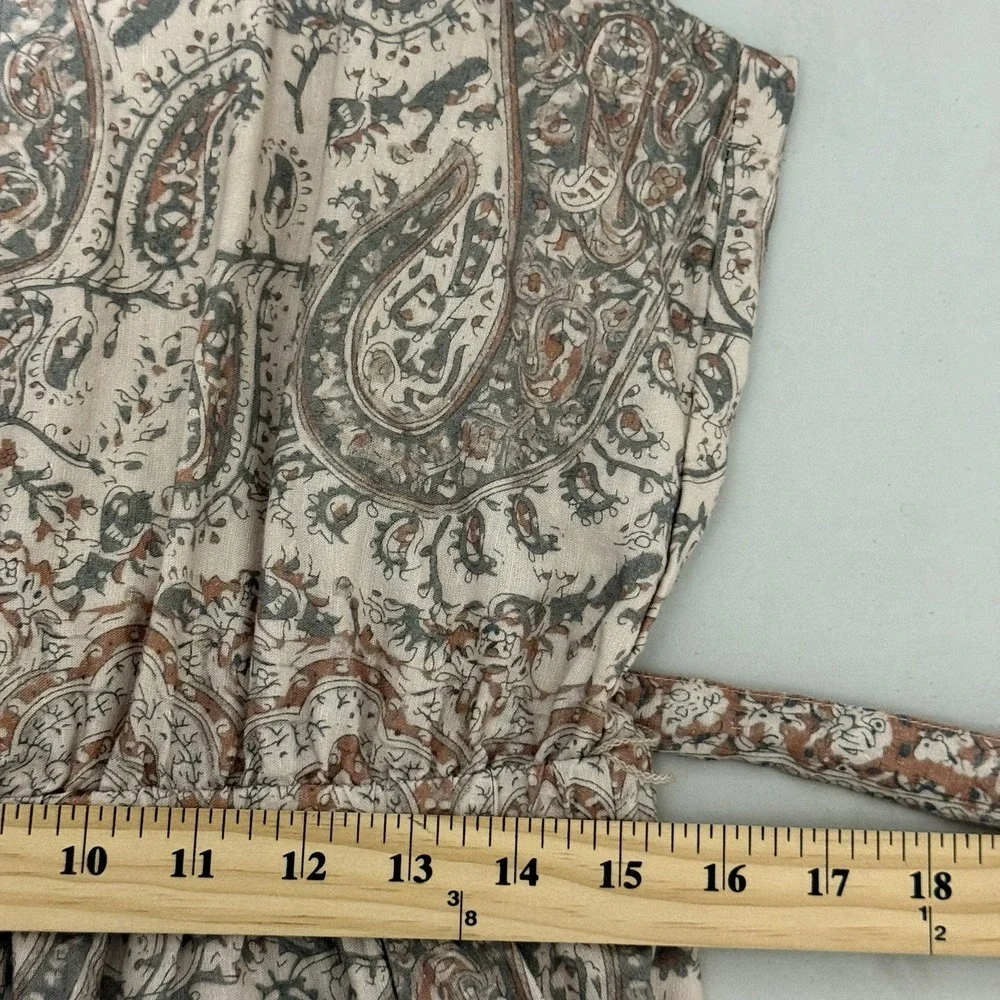 Splendid Alessandra Paisley Linen Blend Maxi Dress Leg Slit Size Large‎ Bohemian